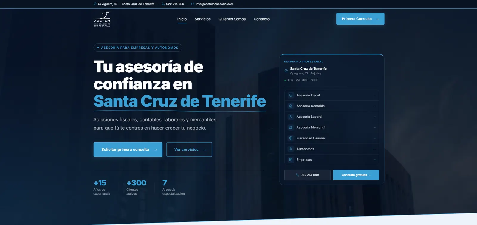 Captura del proyecto Asetem Asesoría